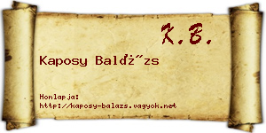 Kaposy Balázs névjegykártya